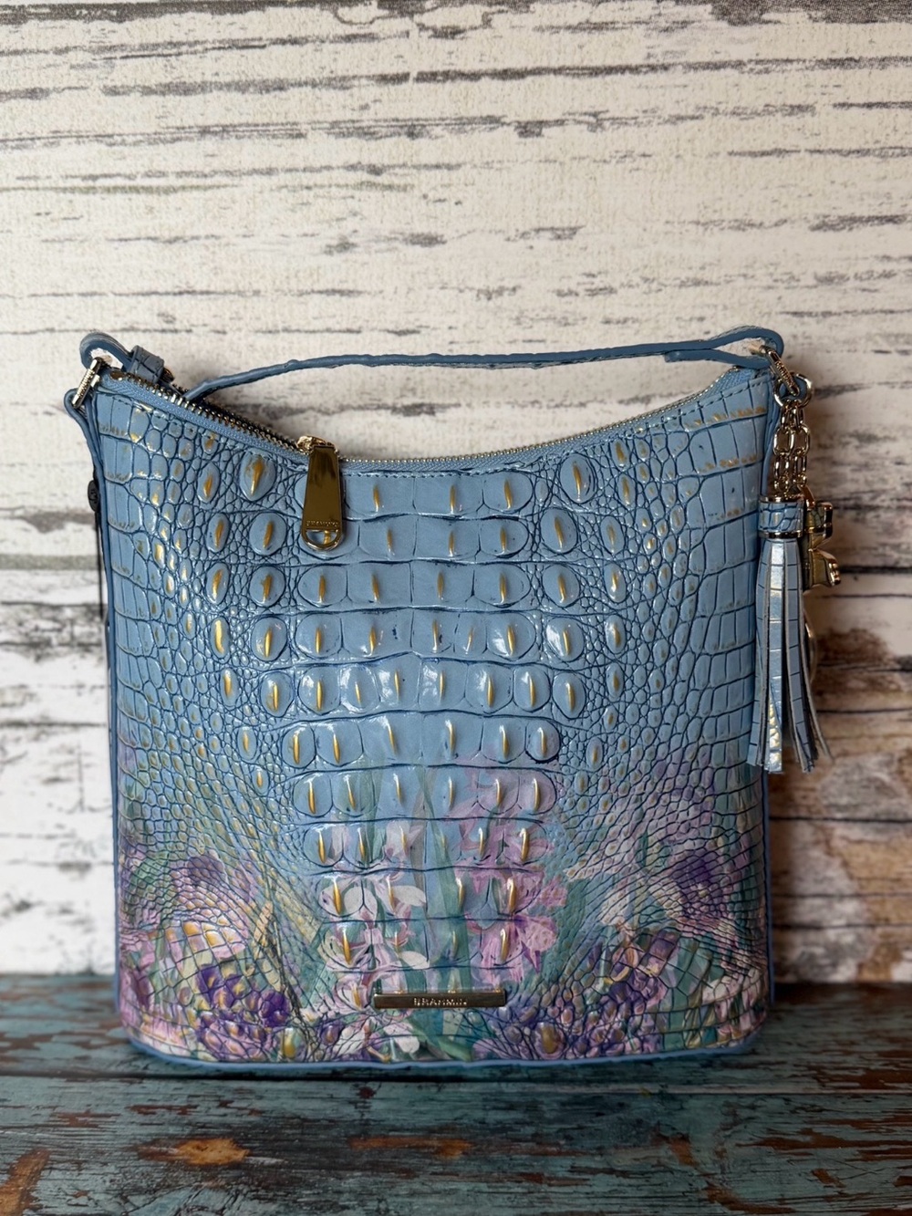 Brahmin Katie Crossbody in Multi Morning Dew NWT Flowers Blue Floral - Picture 7 of 8